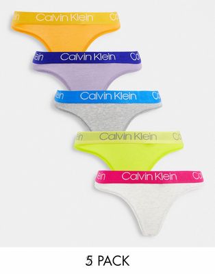 Calvin Klein Body Cotton thong 5 pack in multi colors