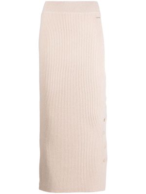 Calvin Klein button-fastening ribbed-knit skirt - Neutrals
