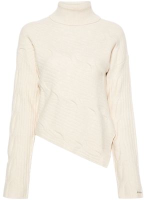 Calvin Klein cable knit asymmetric jumper - White