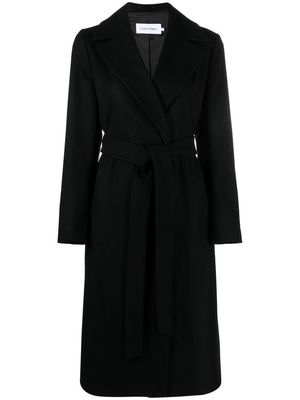 Calvin Klein cashmere blend tie-waist coat - Black