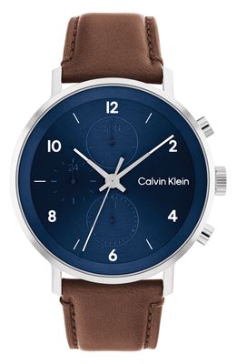 Calvin Klein Chronograph Leather Strap Watch