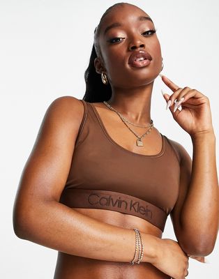 Calvin Klein Circle Of Women microfiber cropped bralet in umber - BROWN