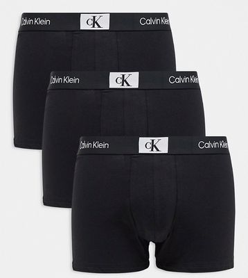 Calvin Klein CK 96 Plus 3 pack cotton trunks in black