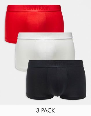 Calvin Klein CK Black 3-pack low rise briefs in black, white and red-Multi
