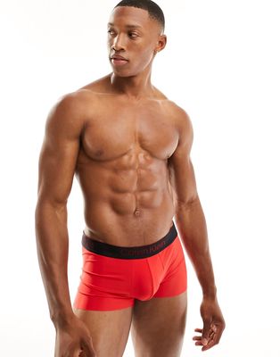 Calvin Klein CK Black low rise trunk with logo waistband in red