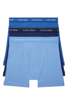 Calvin Klein Classics 3-Pack Cotton Boxer Briefs in Blue Bay/Minnow/Medieval