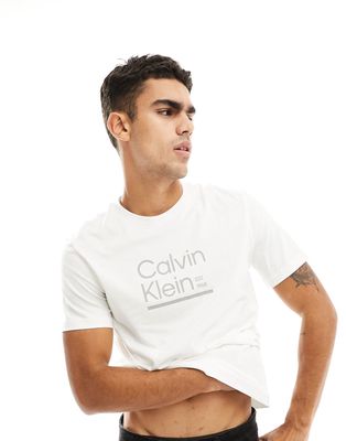 Calvin Klein contrast line logo t-shirt in white