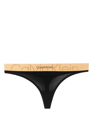 Calvin Klein contrasting logo-waistband thong - Black