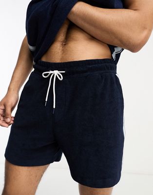 Calvin Klein core logo tape towelling short in navy - part of a set-Blue