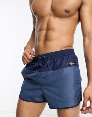 Calvin Klein core solids short runner swim shorts in navy-Blue