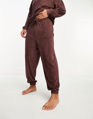 Calvin Klein cozy lounge terrycloth sweatpants in deep mahogany-Brown