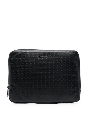 Calvin Klein debossed logo design laptop bag - Black