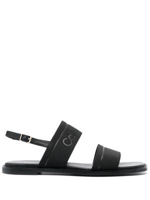 Calvin Klein debossed-logo leather sandals - Black