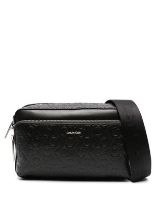 Calvin Klein debossed-logo satchel bag - Black