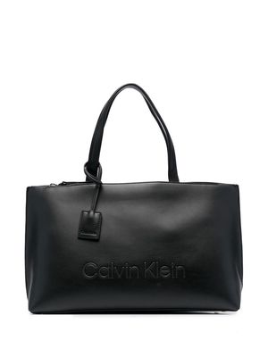 Calvin Klein debossed-logo tote bag - Black