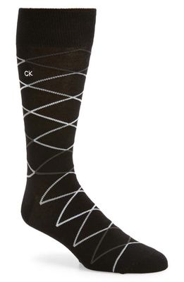 Calvin Klein Diamond Stripe Crew Socks in Black