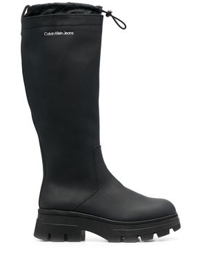 Calvin Klein drawstring knee-high rain boots - Black