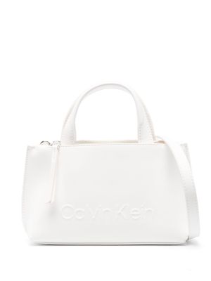 Calvin Klein embossed-logo mini bag - White
