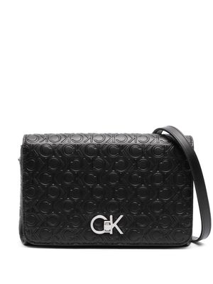 Calvin Klein embossed monogram-pattern crossbody bag - Black