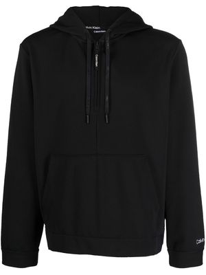 Calvin Klein embroidered-logo zip-up hoodie - Black