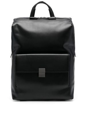 Calvin Klein engraved-logo leather backpack - Black