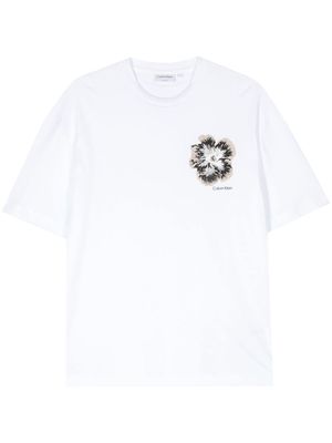 Calvin Klein floral-embroidered T-shirt - White