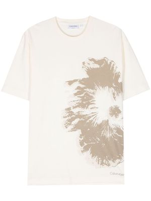 Calvin Klein floral-print cotton T-shirt - Neutrals