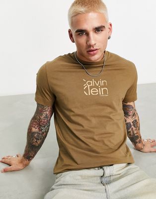 Calvin Klein graphic logo T-shirt in brown