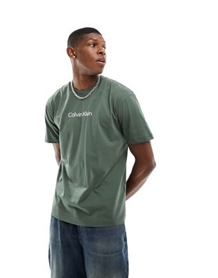 Calvin Klein hero logo comfort t-shirt in dark gray-Green