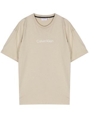 Calvin Klein Hero logo-print cotton T-shirt - Neutrals