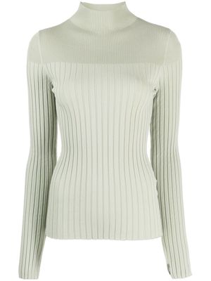 Calvin Klein high-neck ribbed-knit top - Green