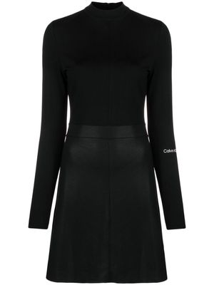 Calvin Klein Jeans A-line coated-jersey short dress - Black