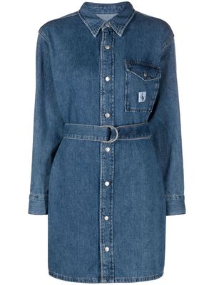 Calvin Klein Jeans belted denim shirt dress - Blue
