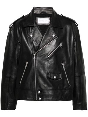 Calvin Klein Jeans biker leather jacket - Black