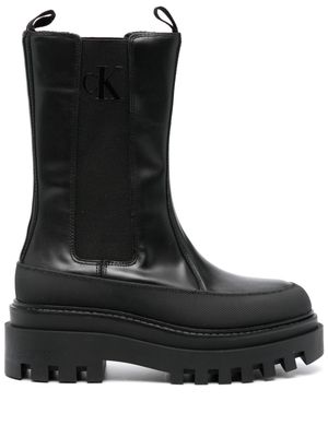 Calvin Klein Jeans Chelsea flatform leather boots - Black