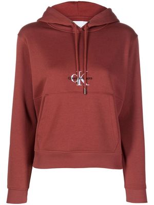 Calvin Klein Jeans chest-logo drawstring hoodie - Brown