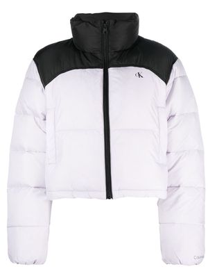 Calvin Klein Jeans colour-block high-neck puffer jacket - Purple