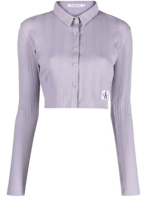 Calvin Klein Jeans cropped ribbed jersey cardigan - Purple