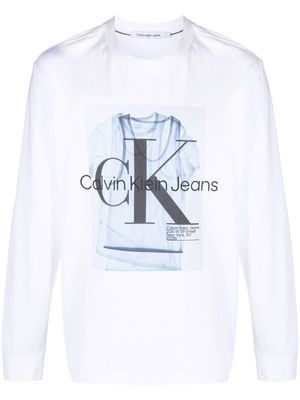 Calvin Klein Jeans disrupted logo long-sleeve top - White