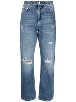Calvin Klein Jeans distressed high-waist jeans - Blue