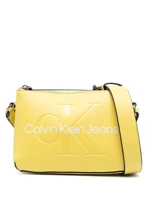 Calvin Klein Jeans embossed-logo faux-leather crossbody bag - Yellow