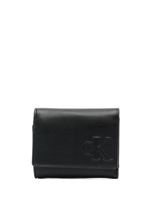 Calvin Klein Jeans embossed-logo trifold wallet - Black