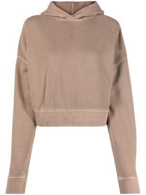 Calvin Klein Jeans embroidered-logo dropped-shoulder hoodie - Brown