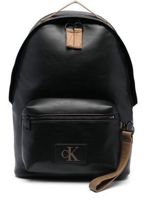Calvin Klein Jeans faux-leather logo-patch backpack - Black