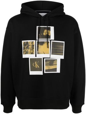 Calvin Klein Jeans graphic-print long-sleeve hoodie - Black