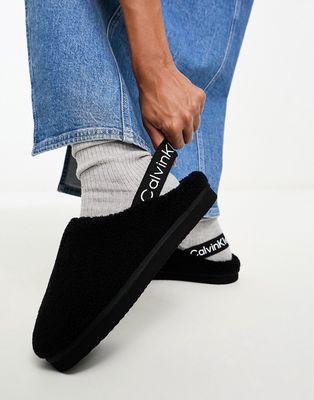 Calvin Klein Jeans home sherpa clog slippers in black