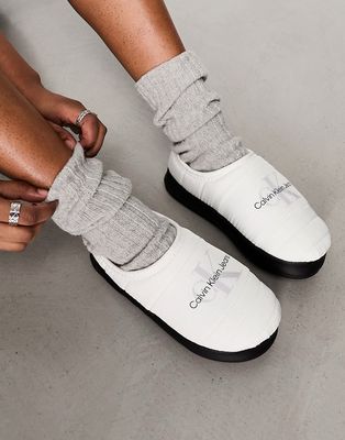 Calvin Klein Jeans home slippers in white-Black