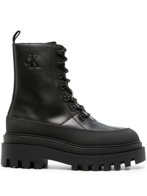 Calvin Klein Jeans logo-debossed leather boots - Black