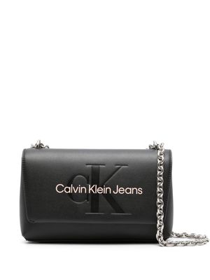 Calvin Klein Jeans logo-embossed faux-leather shoulder bag - Black