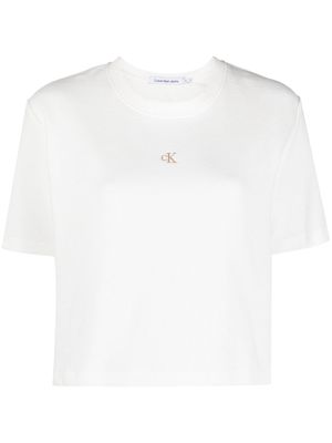 Calvin Klein Jeans logo-embroidered cotton T-shirt - White